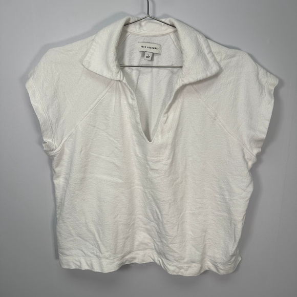 Free Assembly White Terry‎ Cloth Polo T-shirt Large - Picture 2 of 5